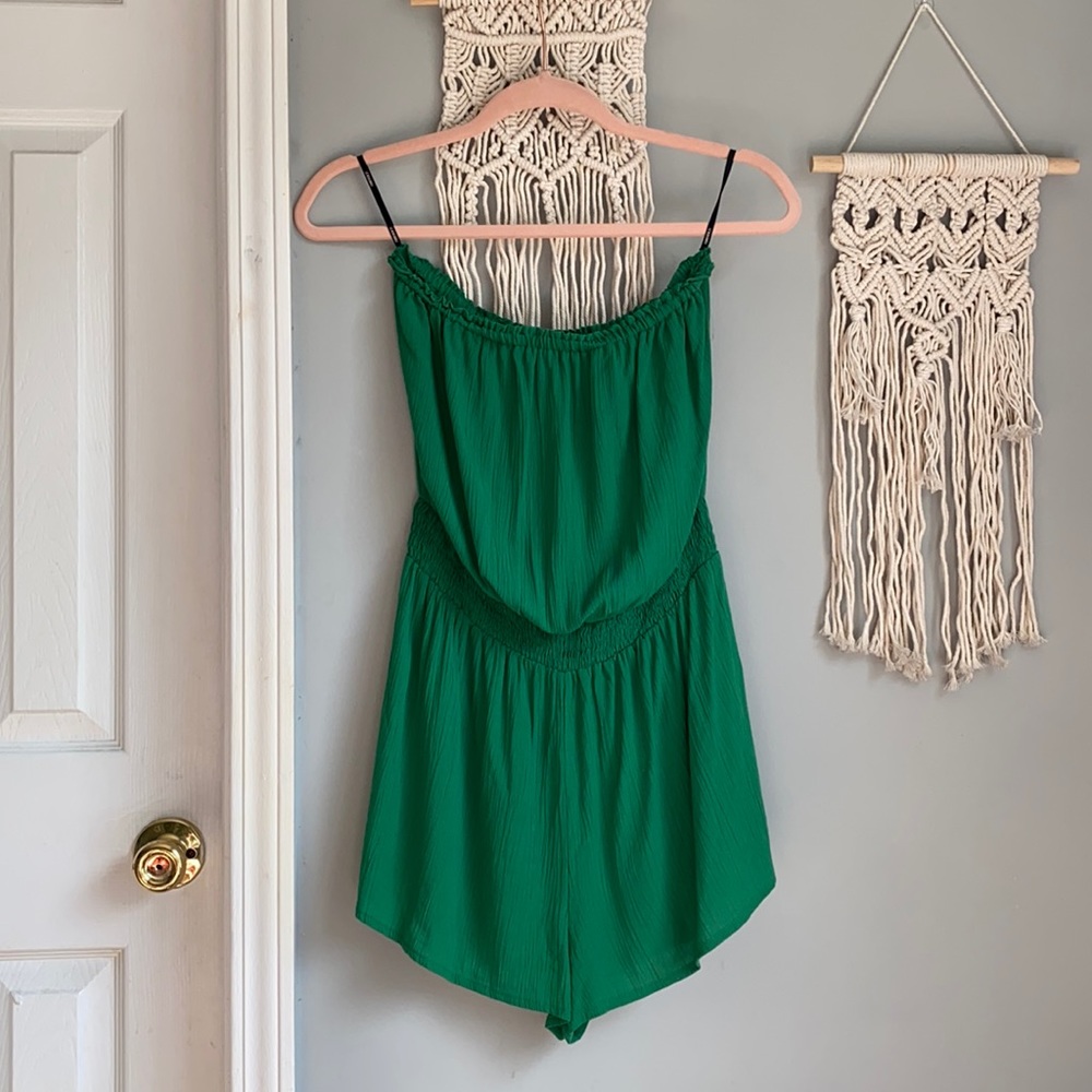 Green Strapless Romper